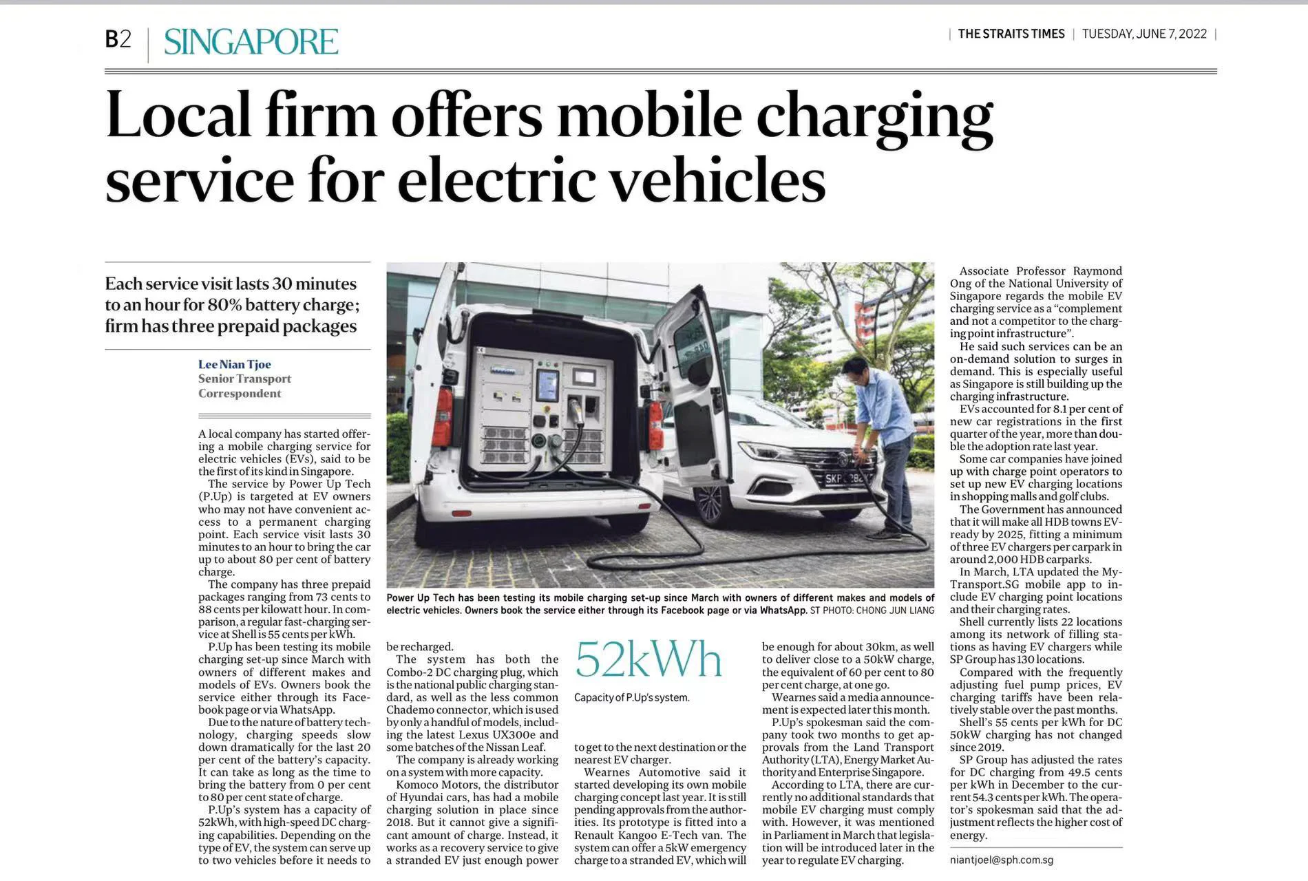 Singapore Firm Offers Mobile Charging Service for EVs using PowerOnTheGo-1
